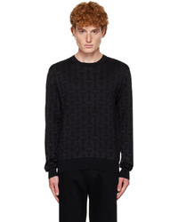 schwarzes bedrucktes Sweatshirt von Salvatore Ferragamo