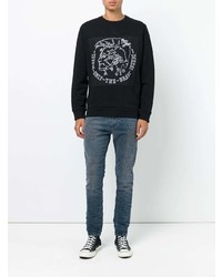 schwarzes bedrucktes Sweatshirt von Diesel