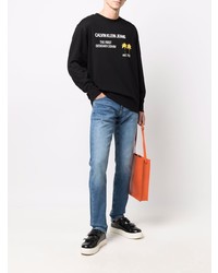 schwarzes bedrucktes Sweatshirt von Calvin Klein Jeans