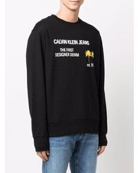 schwarzes bedrucktes Sweatshirt von Calvin Klein Jeans