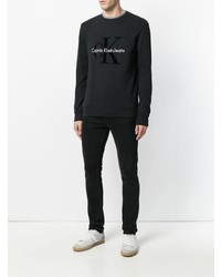 schwarzes bedrucktes Sweatshirt von Calvin Klein Jeans