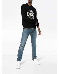 schwarzes bedrucktes Sweatshirt von Dolce & Gabbana