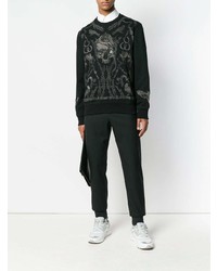 schwarzes bedrucktes Sweatshirt von Alexander McQueen