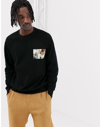 schwarzes bedrucktes Sweatshirt von Weekday