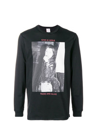 schwarzes bedrucktes Sweatshirt von Yang Li