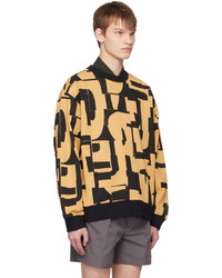 schwarzes bedrucktes Sweatshirt von Dries Van Noten