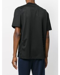 schwarzes bedrucktes T-Shirt mit einem Rundhalsausschnitt aus Netzstoff von Alexander Wang