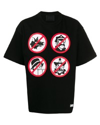 schwarzes bedrucktes T-Shirt mit einem Rundhalsausschnitt von 000 Worldwide