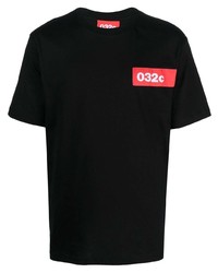 schwarzes bedrucktes T-Shirt mit einem Rundhalsausschnitt von 032c