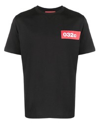 schwarzes bedrucktes T-Shirt mit einem Rundhalsausschnitt von 032c