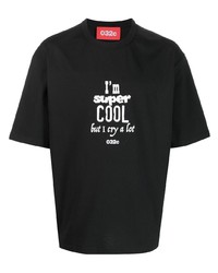 schwarzes bedrucktes T-Shirt mit einem Rundhalsausschnitt von 032c