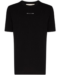 schwarzes bedrucktes T-Shirt mit einem Rundhalsausschnitt von 1017 Alyx 9Sm