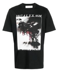 schwarzes bedrucktes T-Shirt mit einem Rundhalsausschnitt von 1017 Alyx 9Sm