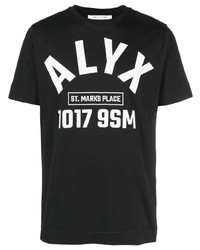 schwarzes bedrucktes T-Shirt mit einem Rundhalsausschnitt von 1017 Alyx 9Sm