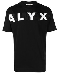 schwarzes bedrucktes T-Shirt mit einem Rundhalsausschnitt von 1017 Alyx 9Sm