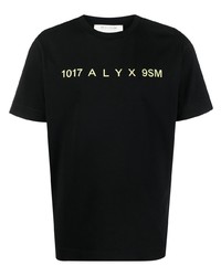 schwarzes bedrucktes T-Shirt mit einem Rundhalsausschnitt von 1017 Alyx 9Sm