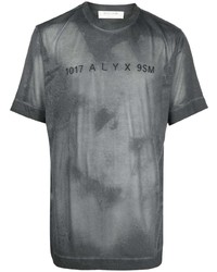 schwarzes bedrucktes T-Shirt mit einem Rundhalsausschnitt von 1017 Alyx 9Sm