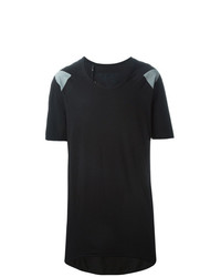 schwarzes bedrucktes T-Shirt mit einem Rundhalsausschnitt von 11 By Boris Bidjan Saberi