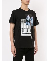 schwarzes bedrucktes T-Shirt mit einem Rundhalsausschnitt von VERSACE JEANS COUTURE