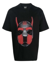 schwarzes bedrucktes T-Shirt mit einem Rundhalsausschnitt von 44 label group