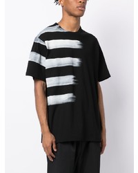 schwarzes bedrucktes T-Shirt mit einem Rundhalsausschnitt von Yohji Yamamoto