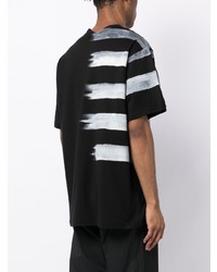 schwarzes bedrucktes T-Shirt mit einem Rundhalsausschnitt von Yohji Yamamoto