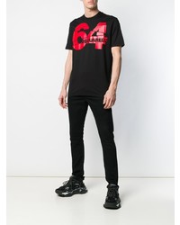 schwarzes bedrucktes T-Shirt mit einem Rundhalsausschnitt von DSQUARED2