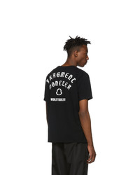 schwarzes bedrucktes T-Shirt mit einem Rundhalsausschnitt von Moncler Genius