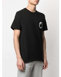 schwarzes bedrucktes T-Shirt mit einem Rundhalsausschnitt von Stussy