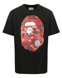 schwarzes bedrucktes T-Shirt mit einem Rundhalsausschnitt von A Bathing Ape