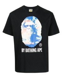 schwarzes bedrucktes T-Shirt mit einem Rundhalsausschnitt von A Bathing Ape