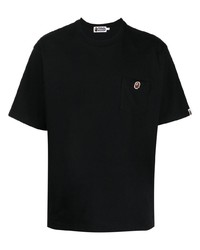 schwarzes bedrucktes T-Shirt mit einem Rundhalsausschnitt von A Bathing Ape