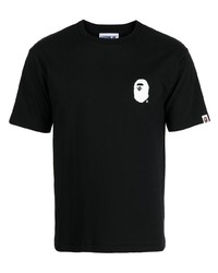 schwarzes bedrucktes T-Shirt mit einem Rundhalsausschnitt von A Bathing Ape