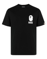 schwarzes bedrucktes T-Shirt mit einem Rundhalsausschnitt von A Bathing Ape