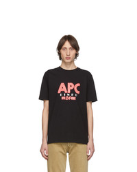 schwarzes bedrucktes T-Shirt mit einem Rundhalsausschnitt von A.P.C.