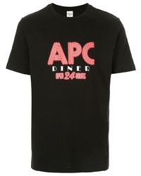 schwarzes bedrucktes T-Shirt mit einem Rundhalsausschnitt von A.P.C.