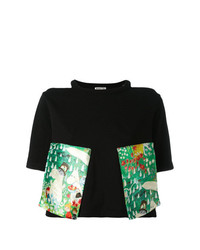 schwarzes bedrucktes T-Shirt mit einem Rundhalsausschnitt von Aalto
