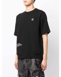 schwarzes bedrucktes T-Shirt mit einem Rundhalsausschnitt von AAPE BY A BATHING APE