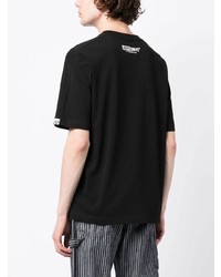 schwarzes bedrucktes T-Shirt mit einem Rundhalsausschnitt von AAPE BY A BATHING APE