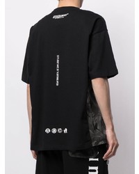 schwarzes bedrucktes T-Shirt mit einem Rundhalsausschnitt von AAPE BY A BATHING APE