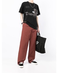 schwarzes bedrucktes T-Shirt mit einem Rundhalsausschnitt von AAPE BY A BATHING APE