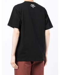 schwarzes bedrucktes T-Shirt mit einem Rundhalsausschnitt von AAPE BY A BATHING APE