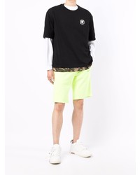 schwarzes bedrucktes T-Shirt mit einem Rundhalsausschnitt von AAPE BY A BATHING APE