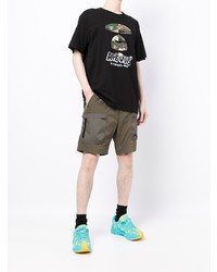 schwarzes bedrucktes T-Shirt mit einem Rundhalsausschnitt von AAPE BY A BATHING APE