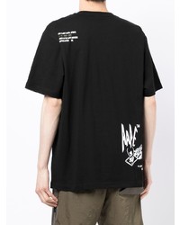 schwarzes bedrucktes T-Shirt mit einem Rundhalsausschnitt von AAPE BY A BATHING APE