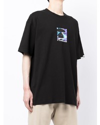 schwarzes bedrucktes T-Shirt mit einem Rundhalsausschnitt von AAPE BY A BATHING APE