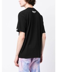 schwarzes bedrucktes T-Shirt mit einem Rundhalsausschnitt von AAPE BY A BATHING APE