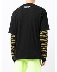 schwarzes bedrucktes T-Shirt mit einem Rundhalsausschnitt von AAPE BY A BATHING APE