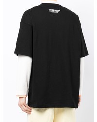 schwarzes bedrucktes T-Shirt mit einem Rundhalsausschnitt von AAPE BY A BATHING APE