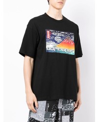 schwarzes bedrucktes T-Shirt mit einem Rundhalsausschnitt von AAPE BY A BATHING APE